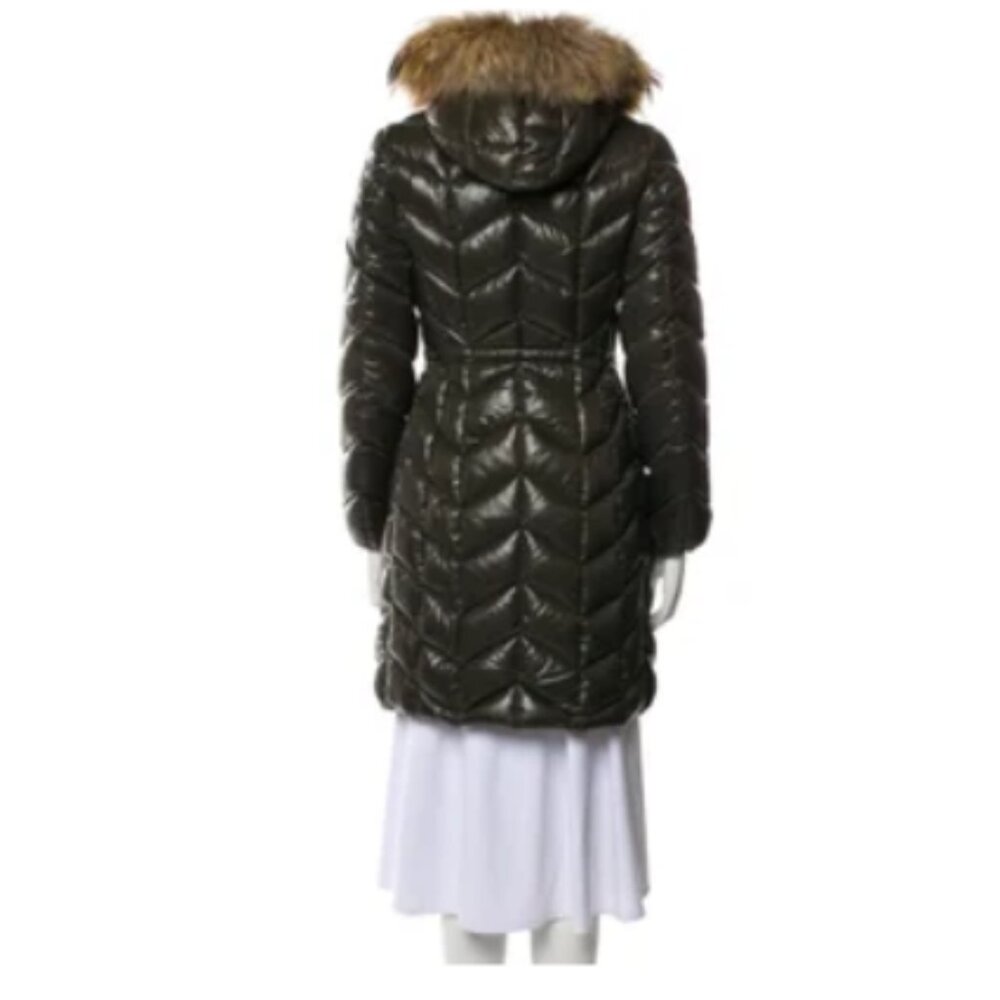 Moncler Fulmarus Shiny Green Down Puffer Coat Real Fur Hood Size 1 - Picture 4 of 14